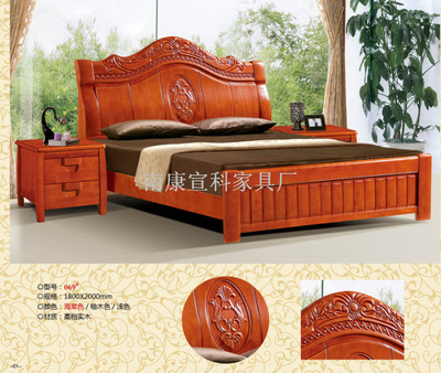 【069#实木床 双人休闲床 南康家具 厂家直销 品质创优】价格,厂家,图片,床类,南康宣科家具厂-