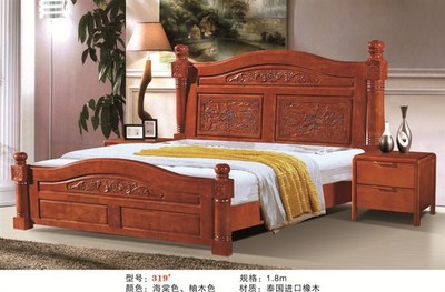 【厂家直销 1.8米高档橡木床 双人实木大床】价格,厂家,图片,床类,南康忠优家具厂-
