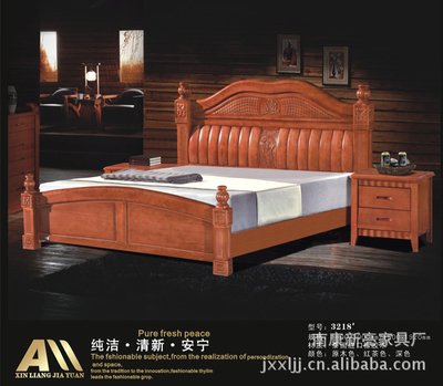 【新亮家具 3205#实木床 高档橡木大床 卧室床具 批发】价格,厂家,图片,床类,南康新亮家具厂-
