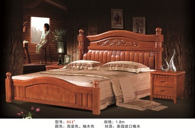 【厂家直销 1.8米高档橡木床 双人实木大床】价格,厂家,图片,床类,南康忠优家具厂-