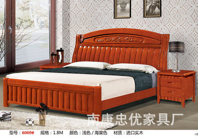 【厂家直销批发1.5/1.8米简约实木床 橡木床 卧室双人大床】价格,厂家,图片,床类,南康忠优家具厂-