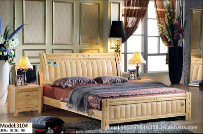 南康品牌实木家具厂家直销 双人实木橡木床#385 1.8米